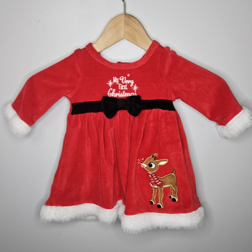 Rudolph the Red Nose Reindeer Christmas Dress 12 month First Christmas New